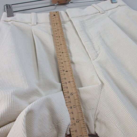 Uniqlo Women's Corduroy Pleated Wide Pants Trousers M Ivory Cotton Relaxed 444 - Picture 10 of 12